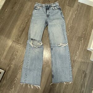 ZARA ripped wide leg jeans